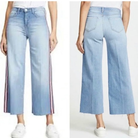L'AGENCE Danica Side Stripe Crop Wide Leg Jeans - Picture 4 of 6